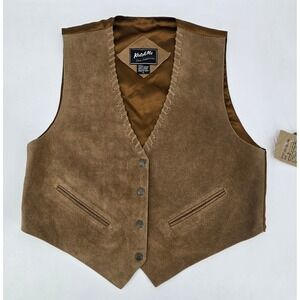 Vintage Katch Me San Francisco Suede Leather Western Vest L Tan Boho Ranch NWT